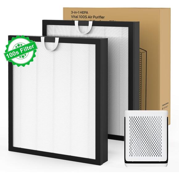 2 Pk Vital 100S Replacement Filter for LEVOIT Vital 100S Purifier H13 HEPA White - Picture 2 of 10